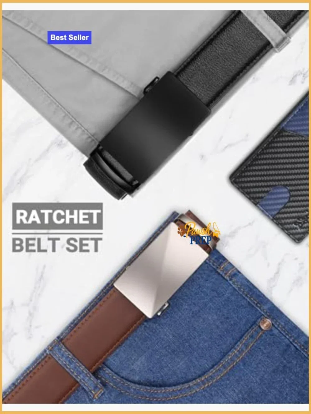 2 Pack Ratchet Belt for Men Trim to Fit Leather Dress Casual